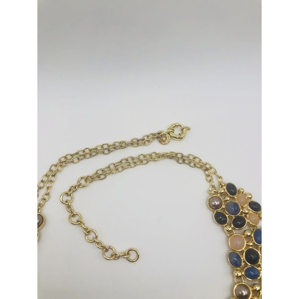 Talbots Signed Bib Cabachon Statement Necklace - image 7